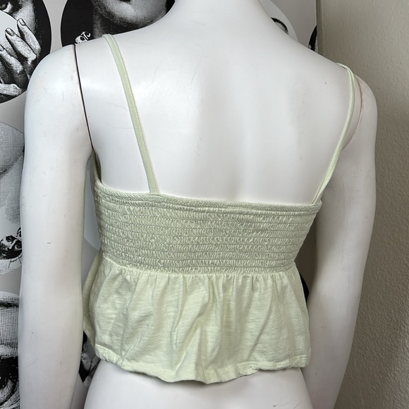 Me To We Light Green Cotton Ruched Cropped Tank Top, Sz S - Picture 5 of 10